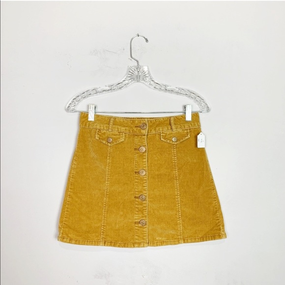 Urban Outfitters Dresses & Skirts - BDG Mustard yellow corduroy a-line button up skirt